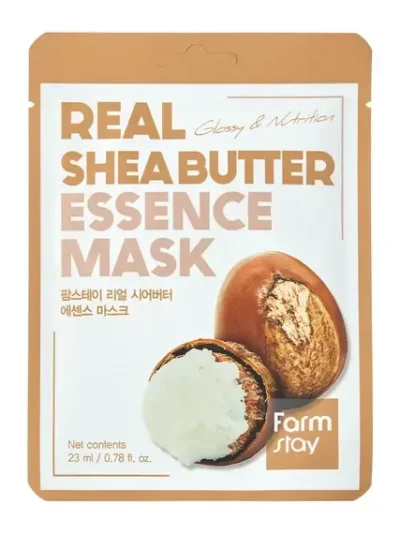 Farmstay Real Shea Butter Essence Mask – glotninanti veido kaukė su taukmedžio sviestu