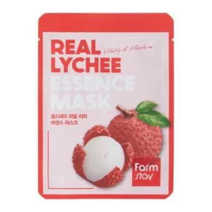 Farmstay Real Lychee Essence Mask – Atgaivinanti veido kaukė su ličių ekstraktu