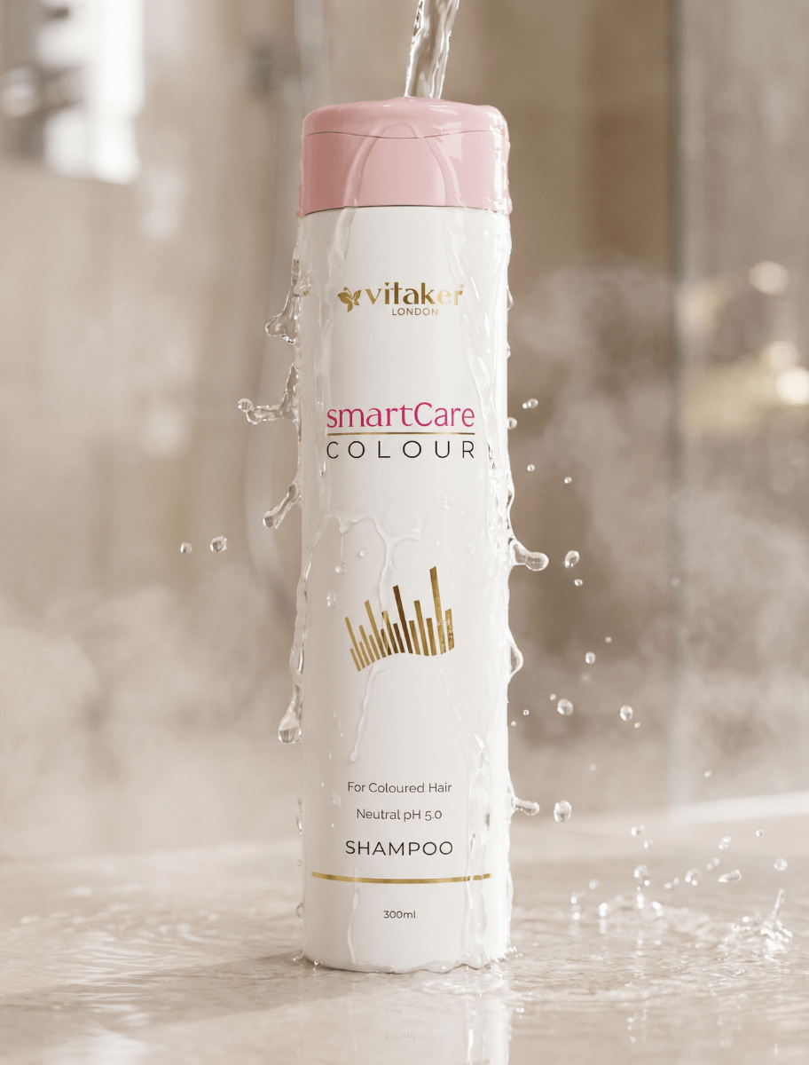Vitaker London SmartCare Colour šampūnas dažytiems plaukams, apipiltas vandeniu