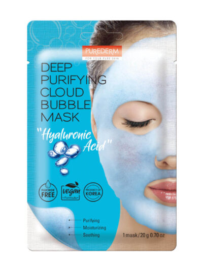 PUREDERM veganiška burbulinė veido kaukė su hialurono rūgštimi, 20 g