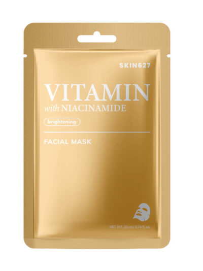 SKIN627 Vitaminų ir niacinamido skaistinamoji lakštinė veido kaukė, 22 ml