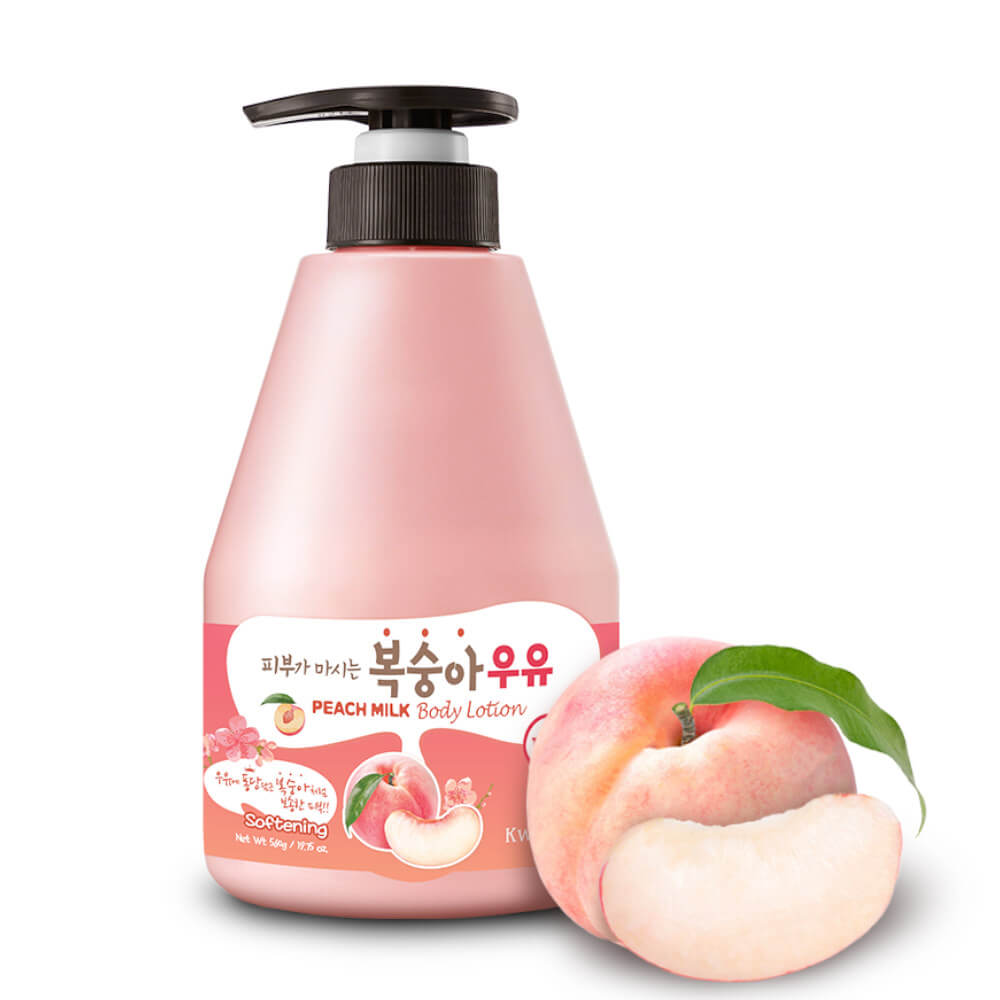 KWAILNARA persikų pieno kūno losjonas – minkštinamasis kūno pienelis su persikų ekstraktu, 560 g