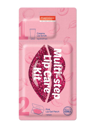 PUREDERM dviejų žingsnių lūpų priežiūros rinkinys: šveitiklis + gelinė lūpų kaukė