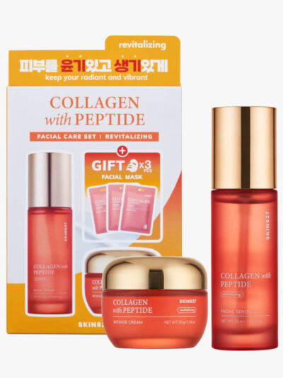 SKIN627 Kolageno ir peptidų veido priežiūros rinkinys nuo raukšlių, 3 x 22 ml + 50 g + 50 ml
