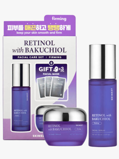 SKIN627 stangrinančio veido odos rinkinys su retinoliu ir bakuchioliu, 3 x 22 ml + 50 g + 50 ml
