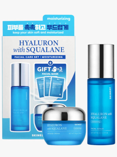 SKIN627 drėkinamasis veido odos priežiūros rinkinys su hialuronu ir skvalanu, 3 x 22 ml + 50 g + 50 ml