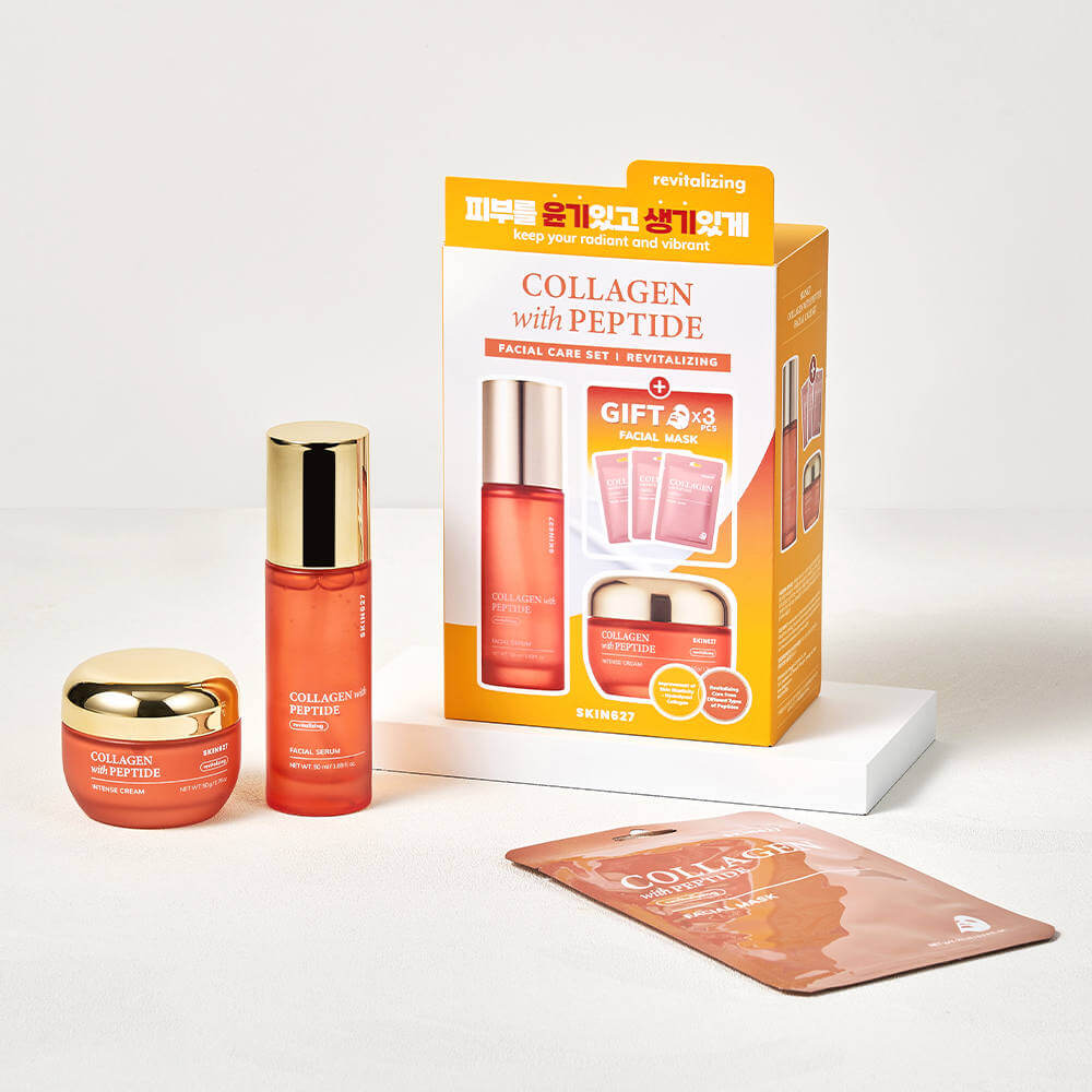 SKIN627 Kolageno ir peptidų veido priežiūros rinkinys nuo raukšlių, 3 x 22 ml + 50 g + 50 ml - Image 2