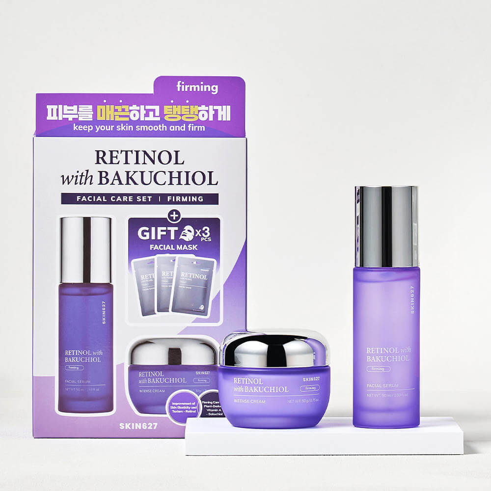 SKIN627 stangrinančio veido odos rinkinys su retinoliu ir bakuchioliu, 3 x 22 ml + 50 g + 50 ml - Image 2