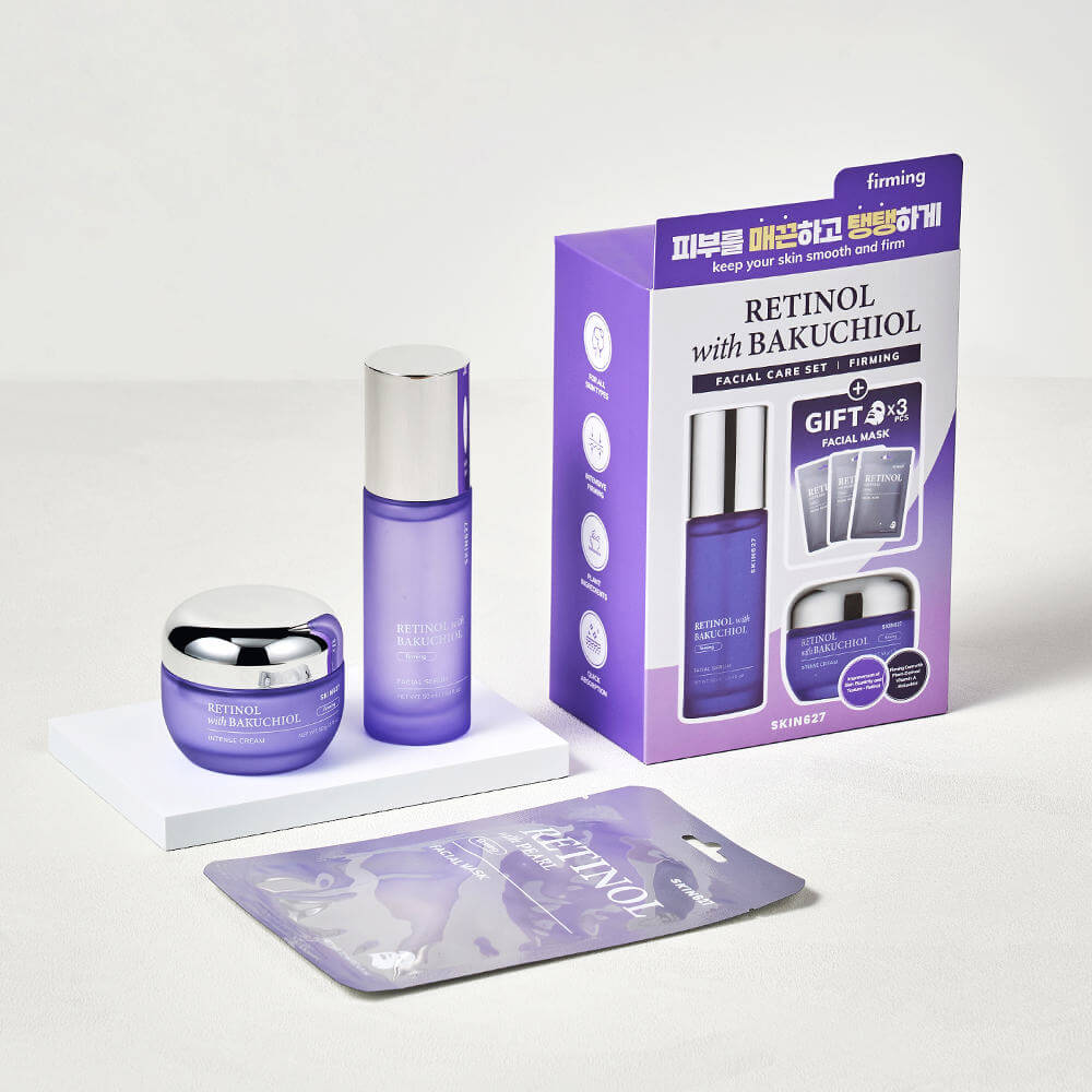 SKIN627 stangrinančio veido odos rinkinys su retinoliu ir bakuchioliu, 3 x 22 ml + 50 g + 50 ml - Image 3